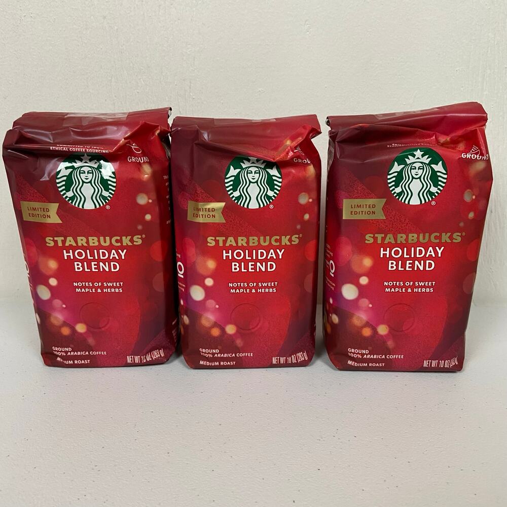 Starbucks Holiday Blend Medium Roast Ground Coffee 3X 10oz Bags BB 2/2026